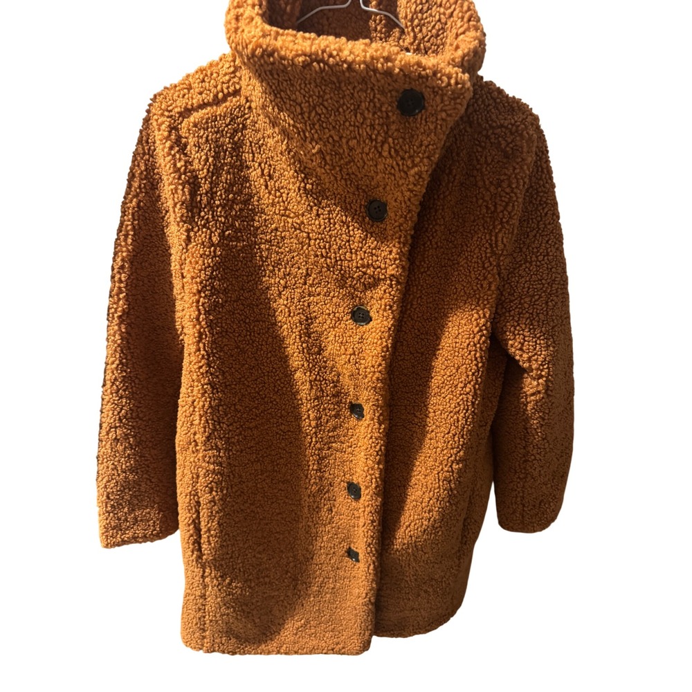 J.Crew Womens Rust Orange Teddy Faux Fur Sherpa Funnel Neck Coat Size 00